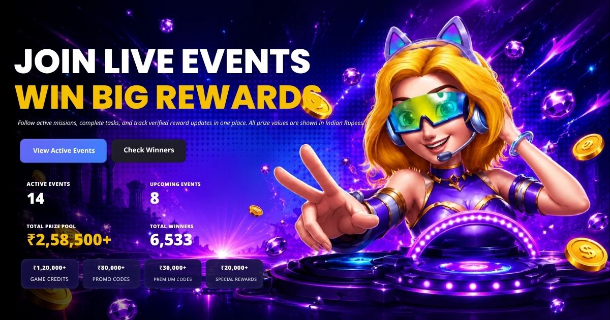 Yono777-events.com homepage showing live events and rewards